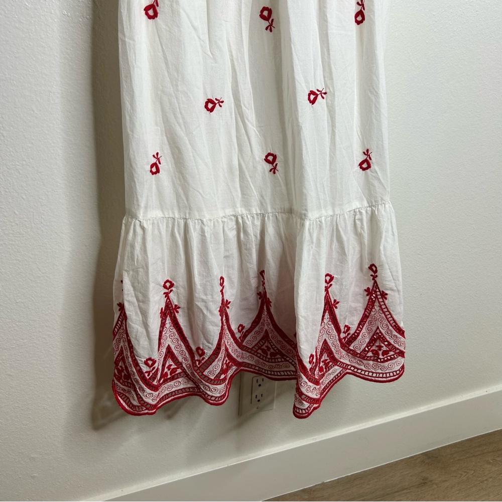 J. Crew Embroidered Beach Maxi Dress White Red 100% Cotton Size Small - Picture 9 of 13